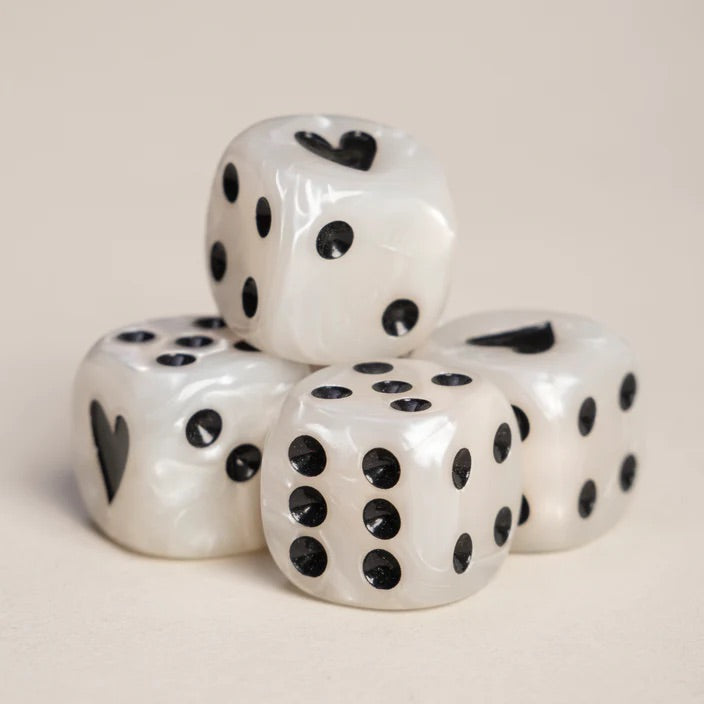 Würfelset Perlmutt schwarz