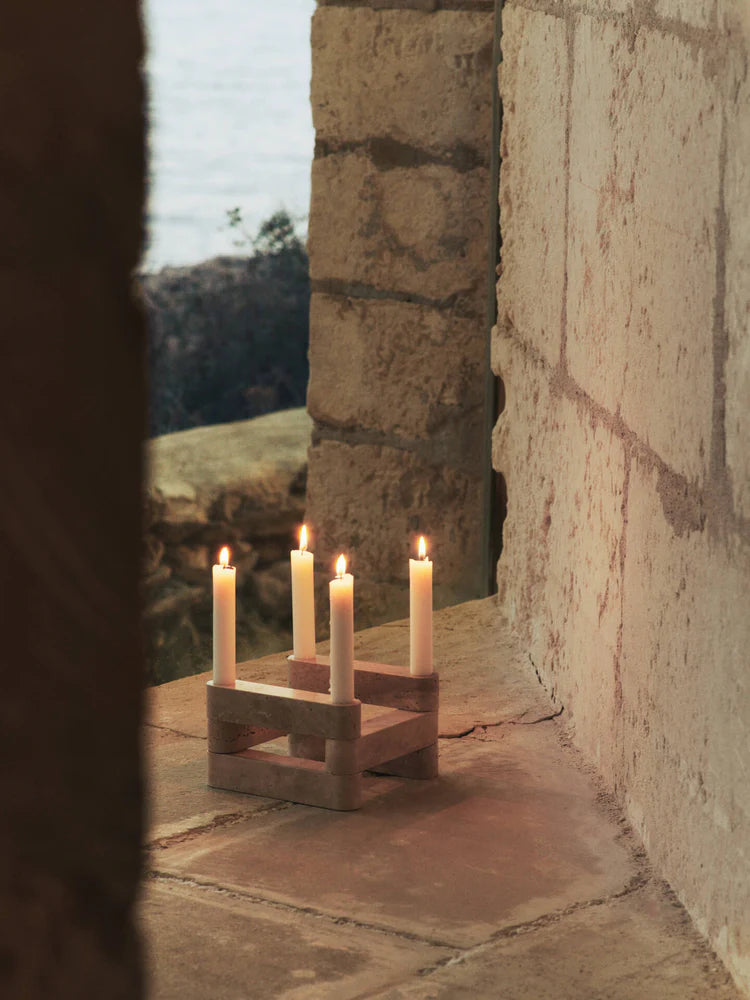 Newel Modular Candle holder Set of 6 , Travertin