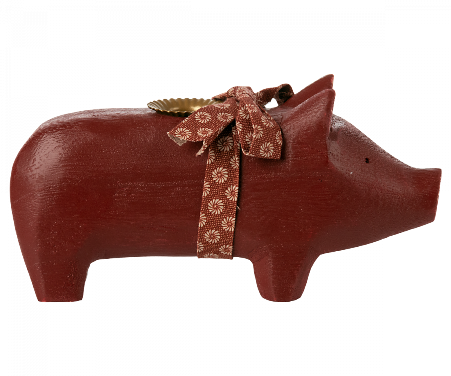 Schwein , Kerzenhalter, rot