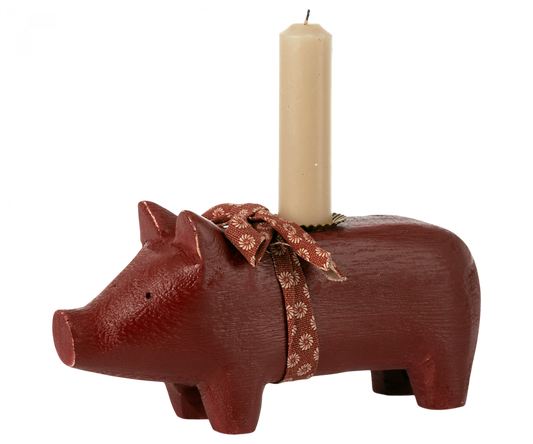 Schwein , Kerzenhalter, rot