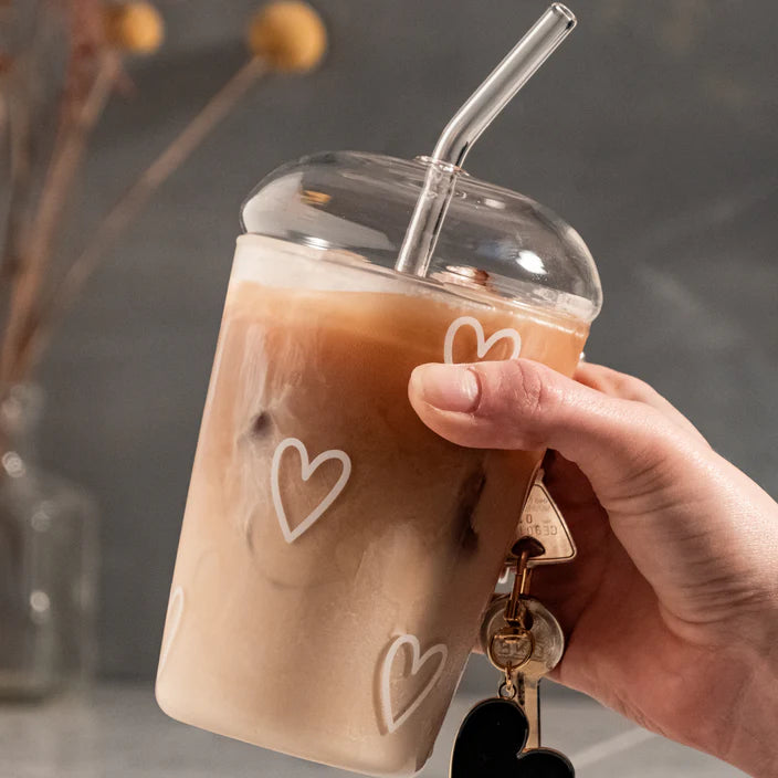 Trinkglas Herzen weiß