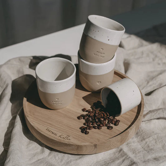 Drehteller aus Eiche Erst mal Kaffee