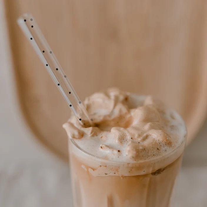 Strohhalme Punkte schwarz 20cm