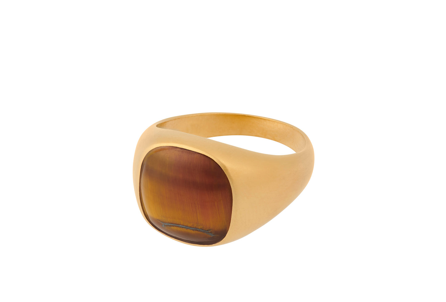 Tiger Eye Ring 925 Silber 18k vergoldet Gr.56