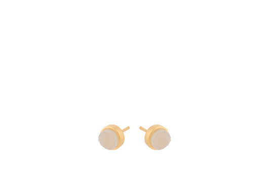 Haze Earsticks 6mm , White Druzy 925er Silber, 18k vergoldet