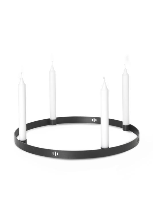 Candleholder Circle Brass Black 38cm