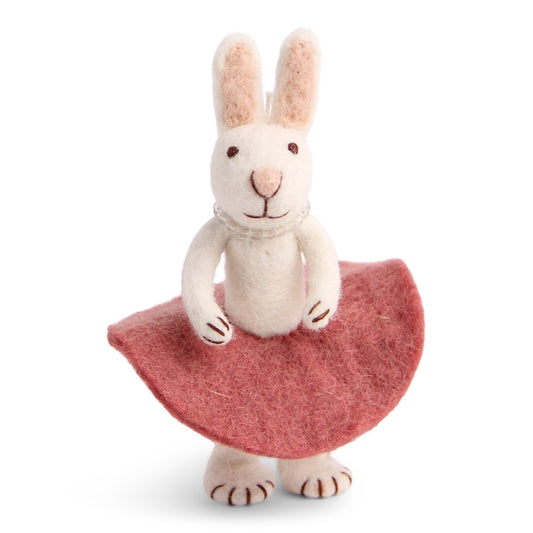 White Bunny with Rose Skirt 14cm