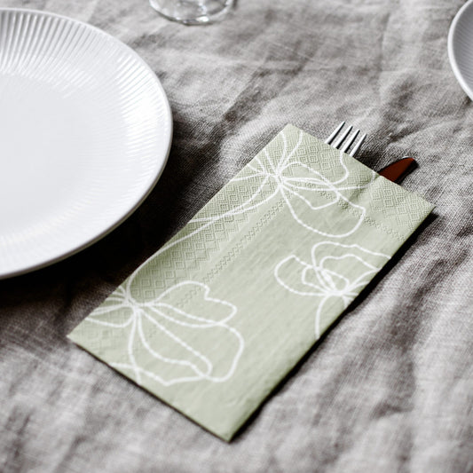 Bjuda Green napkin flower