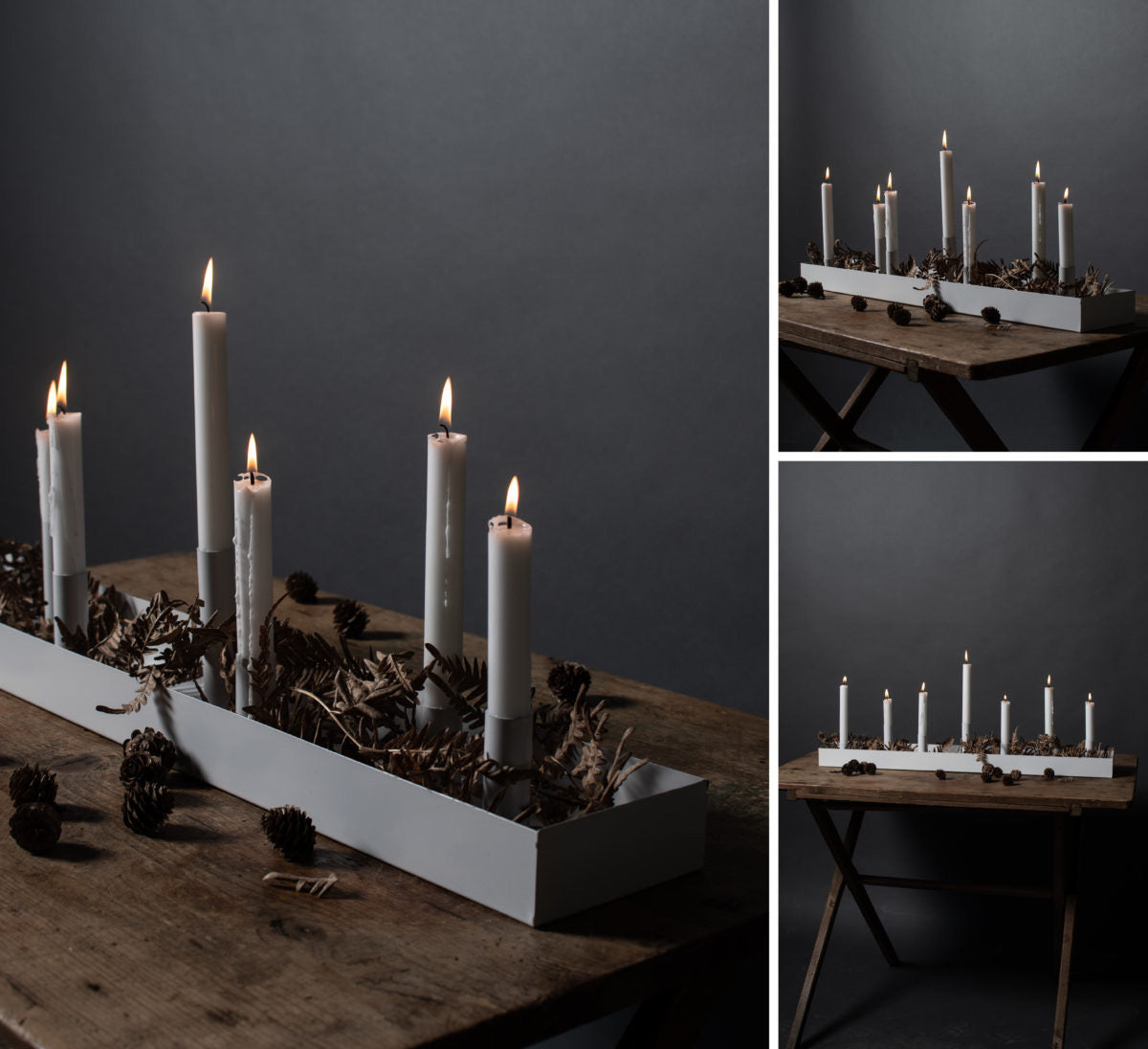 Sund White rectangular candlestick 80x12x11
