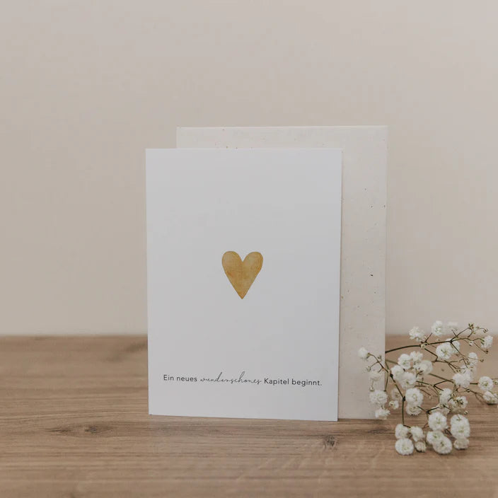 Klappkarte Herz Gold