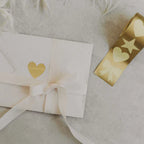 Aufkleber Stern, Herz, Schleife , Gold