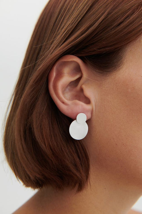 Double Coin Ohrringe Silber