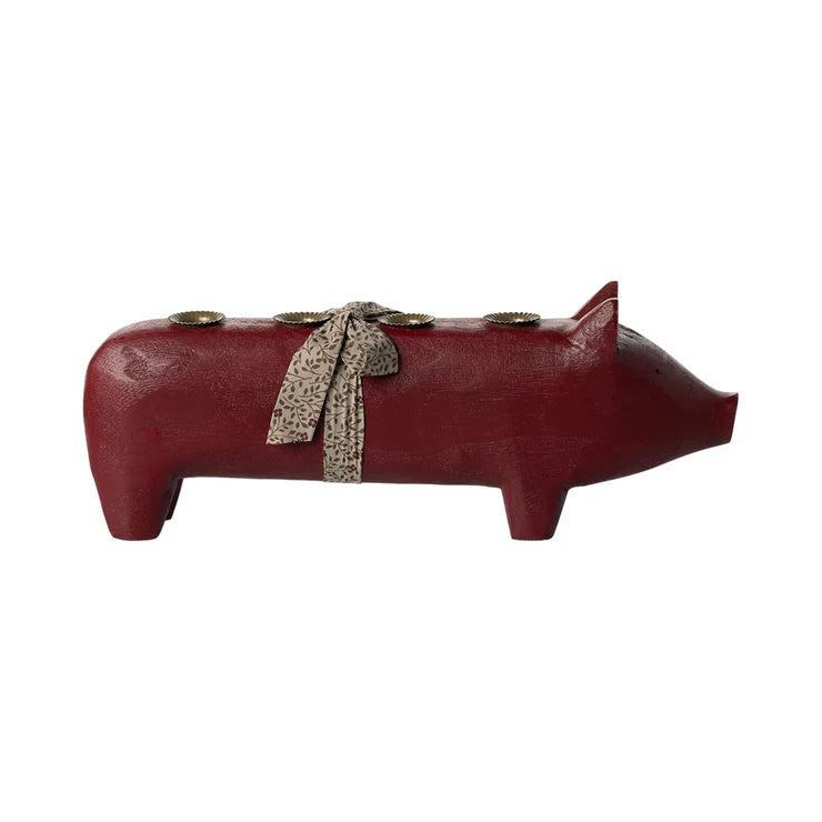 Kerzenhalter Großes Schwein rot