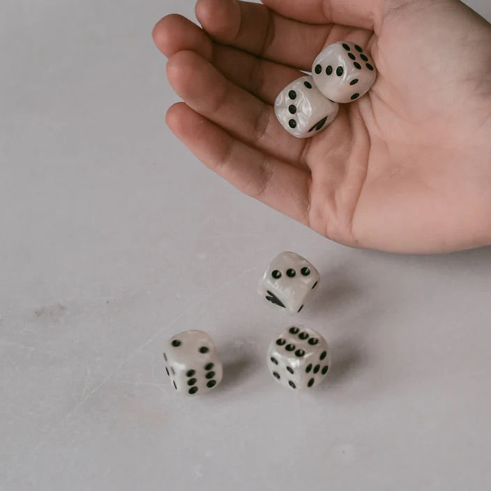 Würfelset Perlmutt schwarz