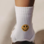 Kindersocken weiß, Smiley Größe 31-34