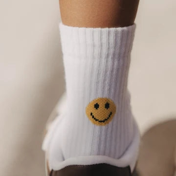 Kindersocken weiß, Smiley Größe 31-34