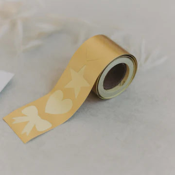 Aufkleber Stern, Herz, Schleife , Gold