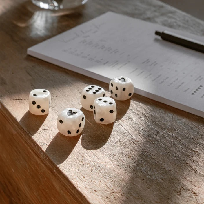 Würfelset Perlmutt schwarz