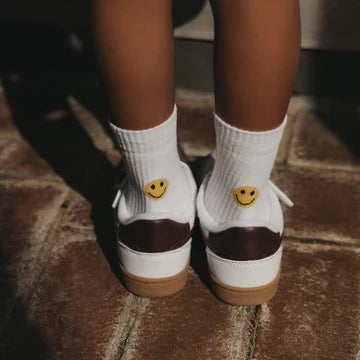 Kindersocken weiß, Smiley Größe 31-34