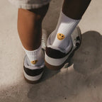 Kindersocken weiß, Smiley Größe 31-34