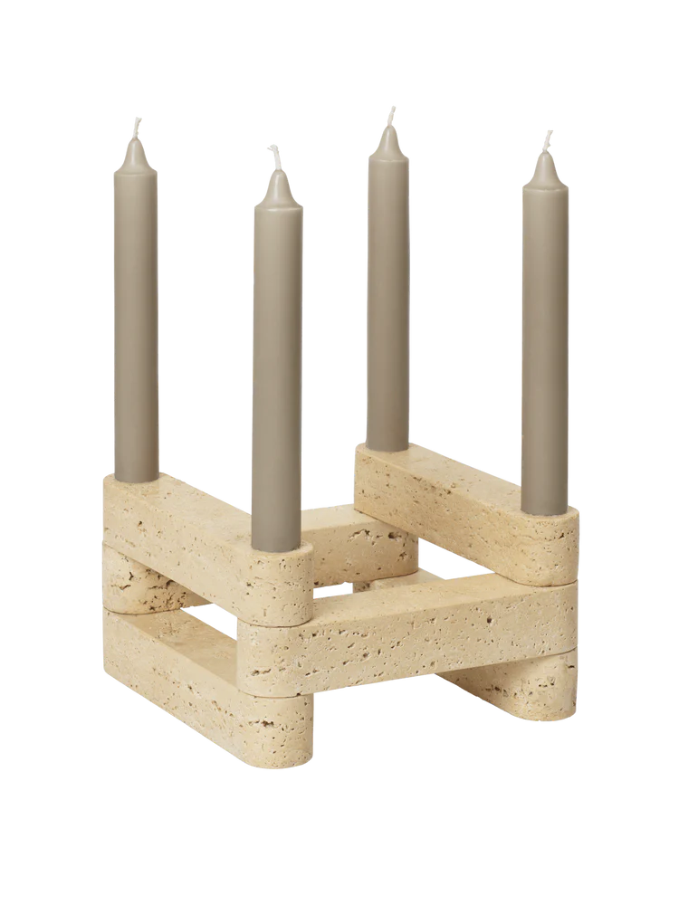 Newel Modular Candle holder Set of 6 , Travertin