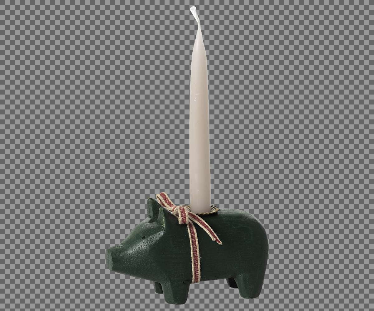 Kerzenhalter Kleines Schwein Dunkelgrün