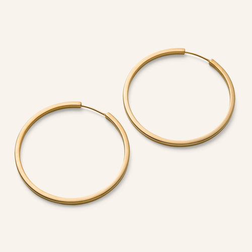 Large Circle Line Hoops 50mm Gold