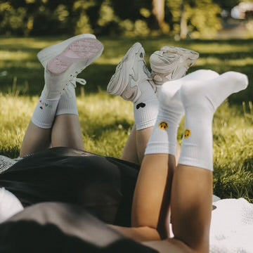 Socken Smiley weiß Größe M 39-42