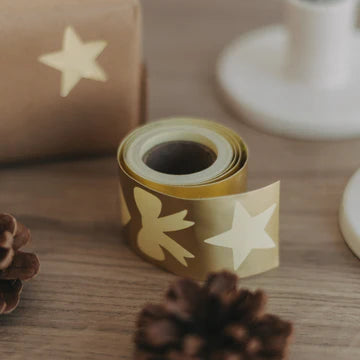 Aufkleber Stern, Herz, Schleife , Gold