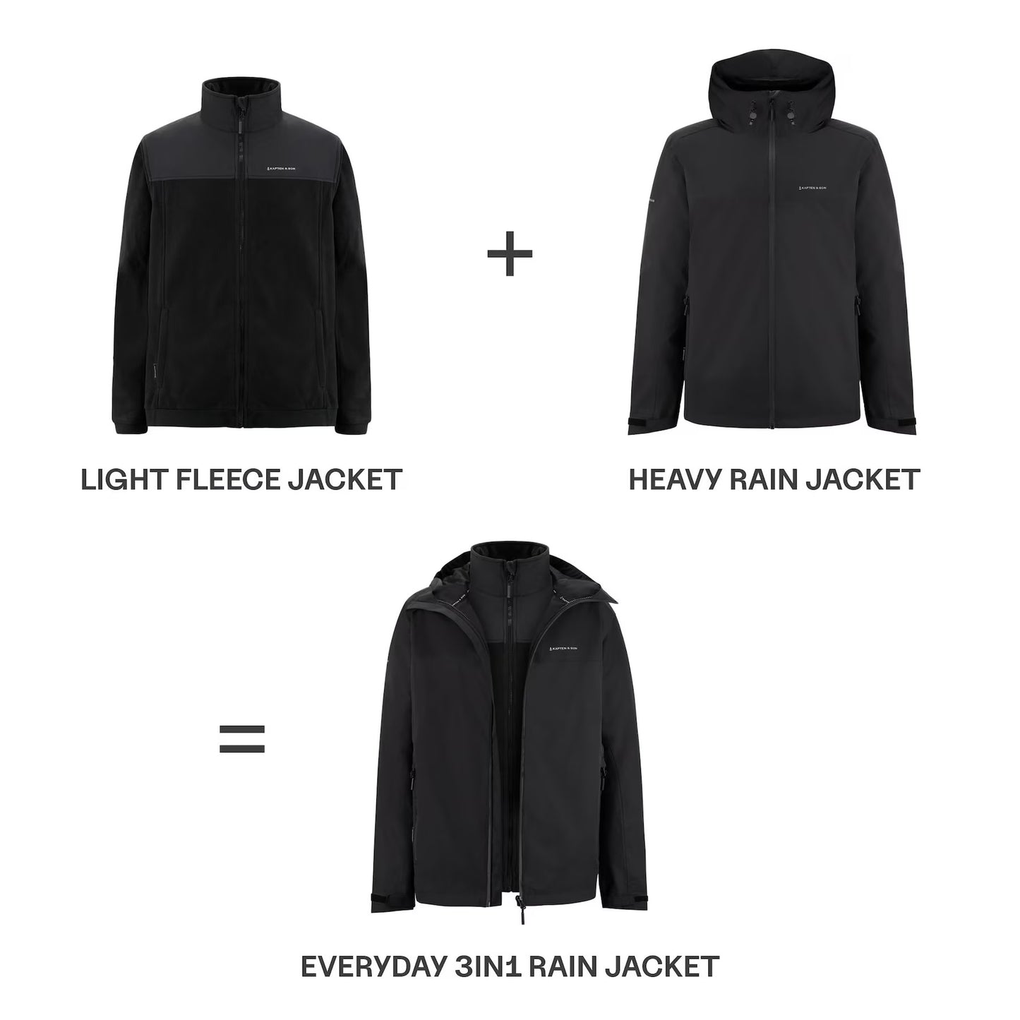 Everyday 3 in 1 Rain Jacket All Black