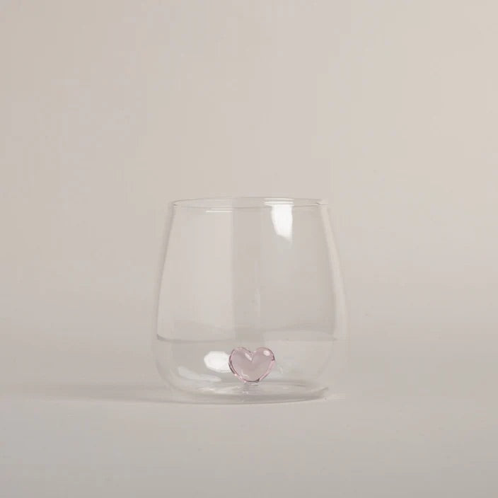 Trinkglas Herzfigur rosa