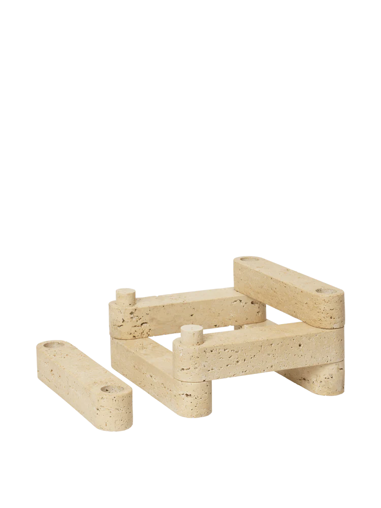 Newel Modular Candle holder Set of 6 , Travertin