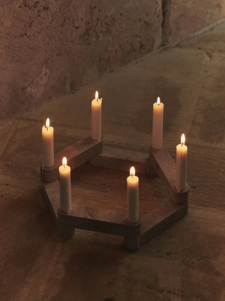 Newel Modular Candle holder Set of 6 , Travertin