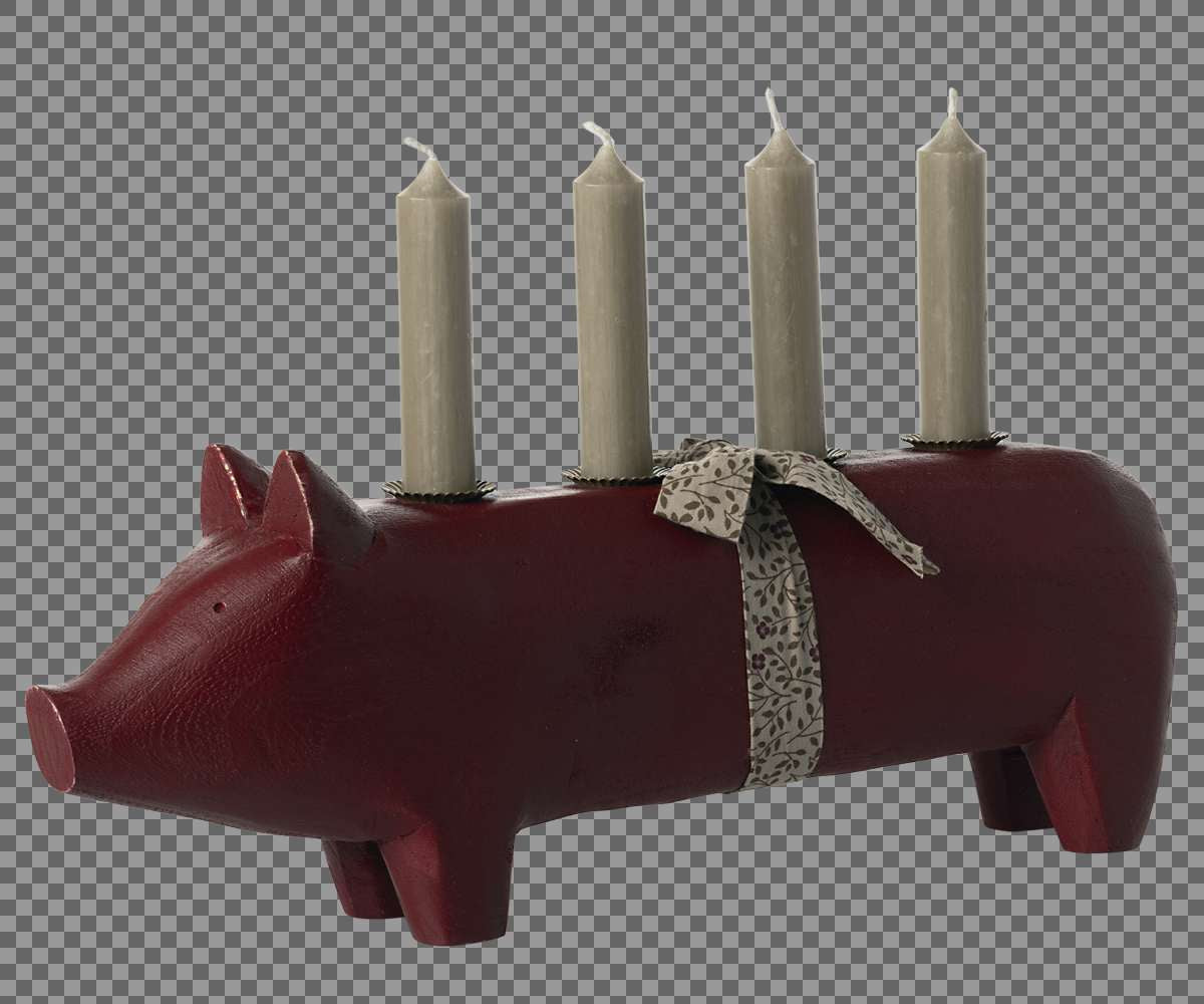 Kerzenhalter Großes Schwein rot