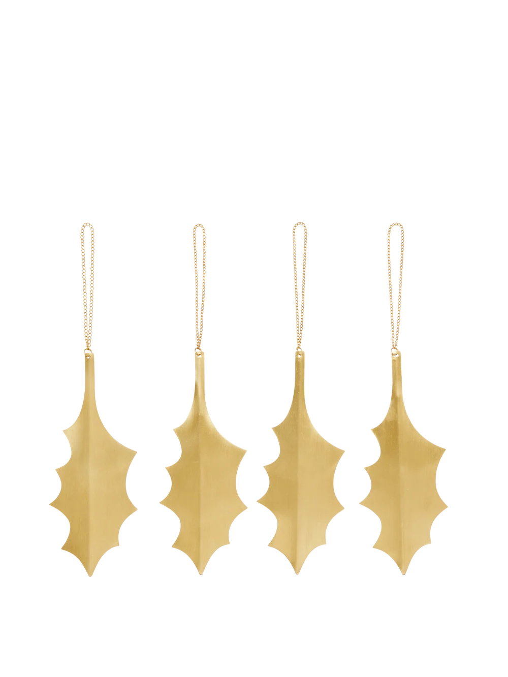 Holly Leaf Brass Ornaments Set of 4