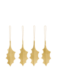 Holly Leaf Brass Ornaments Set of 4