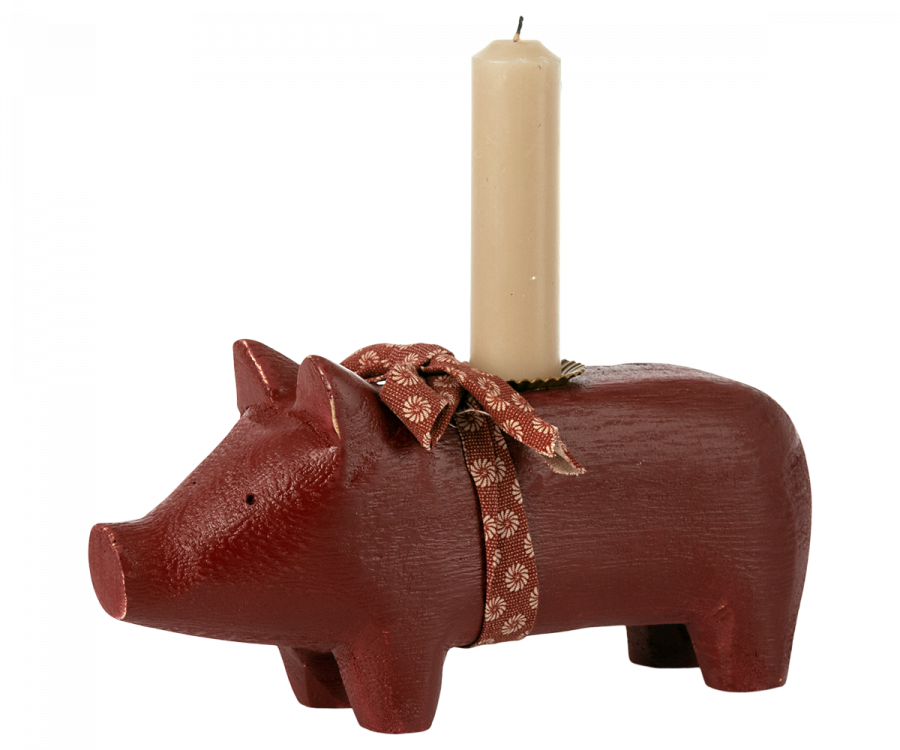 Schwein , Kerzenhalter, rot