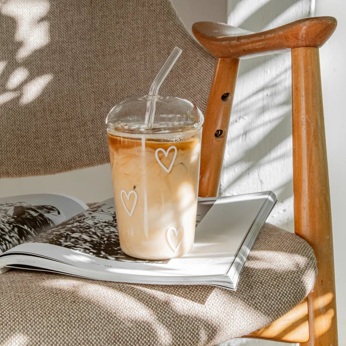 Trinkglas Herzen weiß