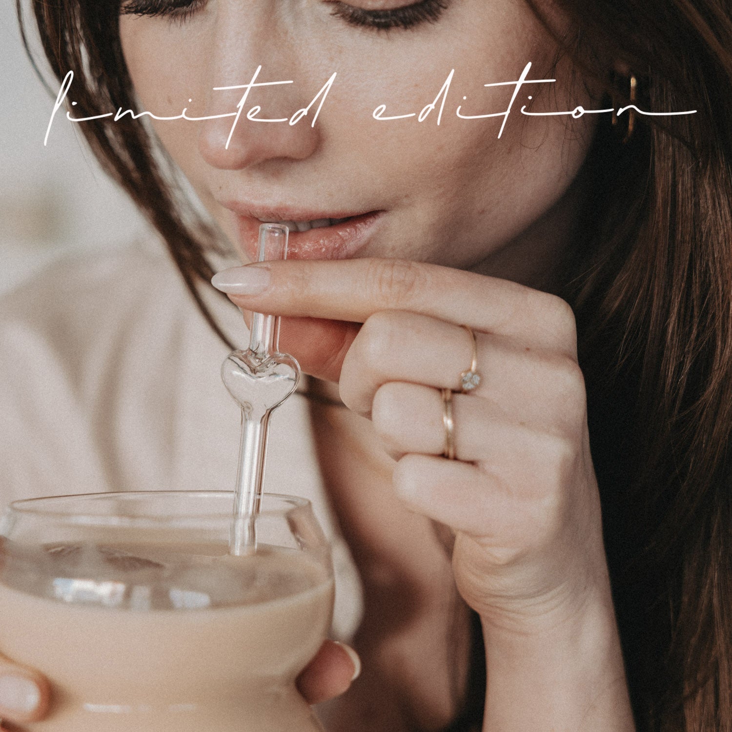 Limitierte Strohhalme Bubble heart 3er Set rosa