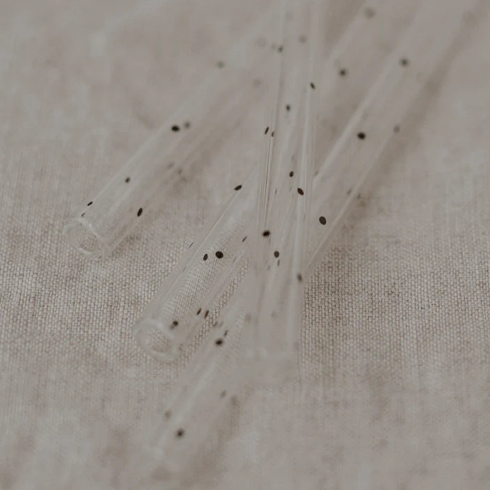 Strohhalme Punkte schwarz 20cm