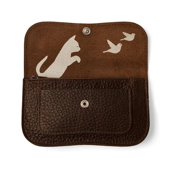 Cat Chase Wallet Medium Dark Brown Used Look
