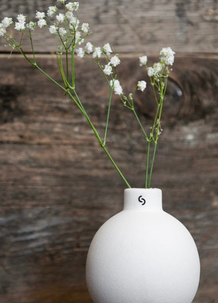 Albacken Rund Vase weiß