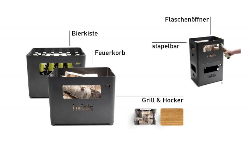 Beer Box Feuerkorb schwarz