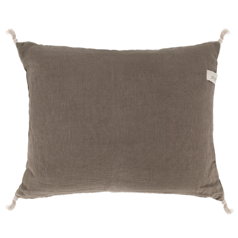 Kissen Leinen braun mit Quasten