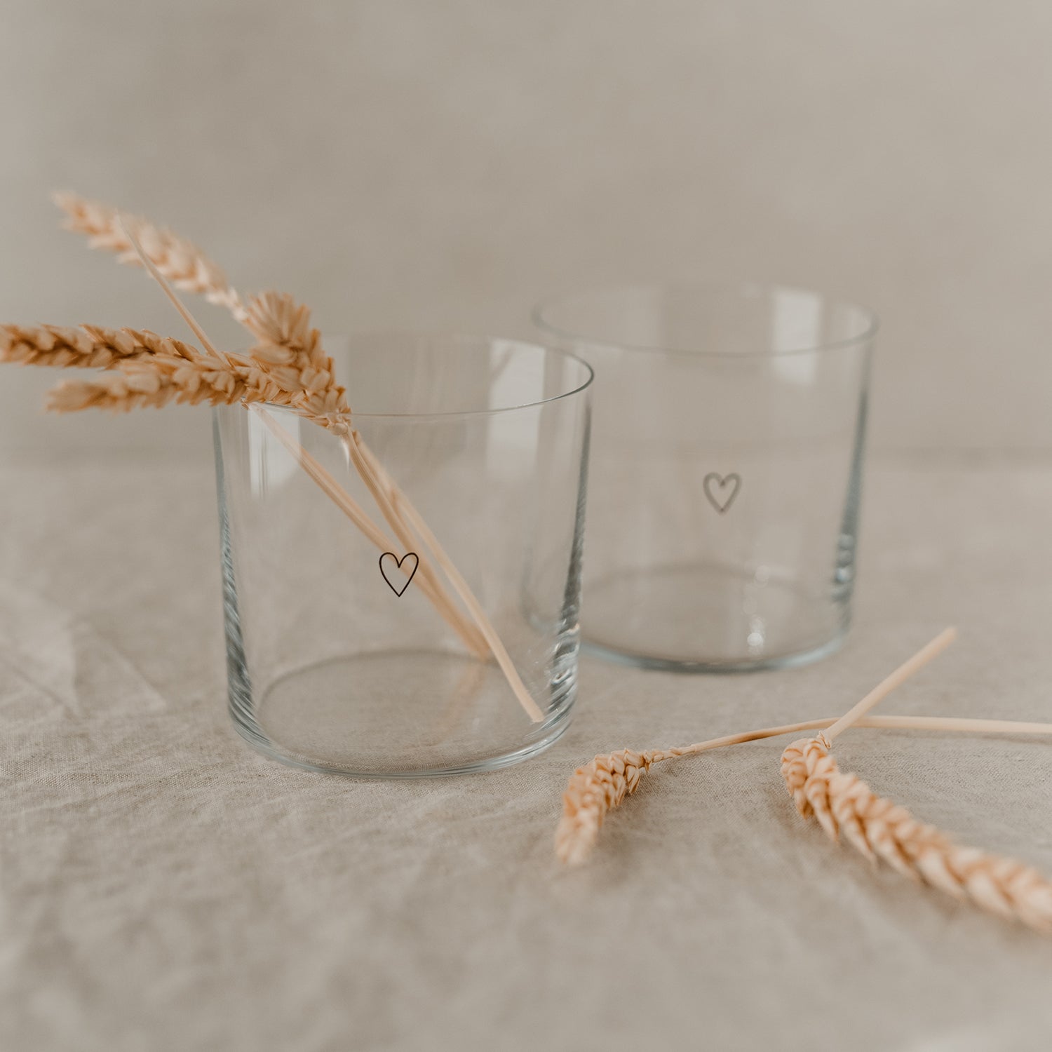 Trinkglas Herz schwarz im 2er Set