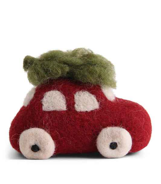 Big Red Car with Tree