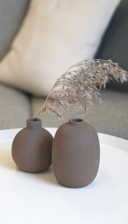 Albacken oval braun Vase