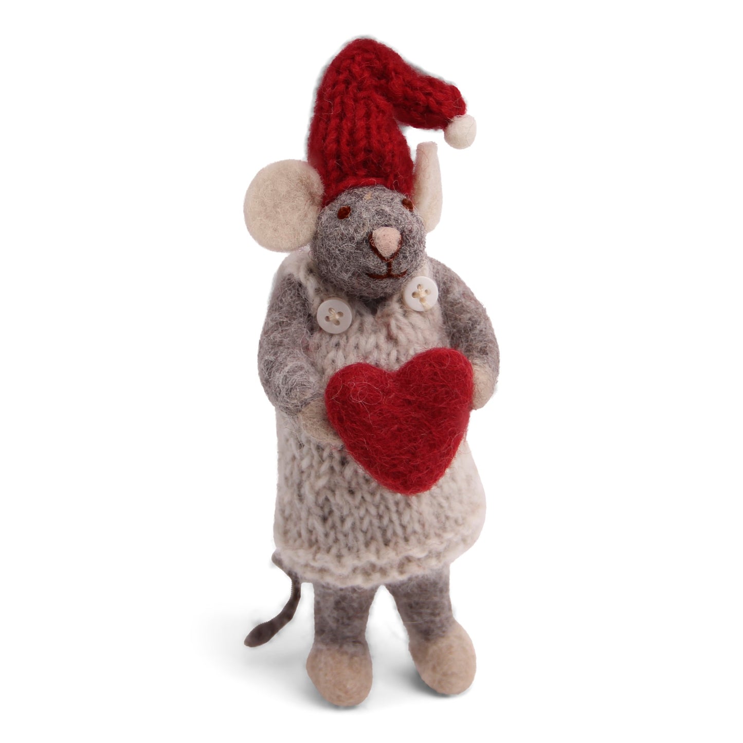 Small Grey Girl Mouse with Heart