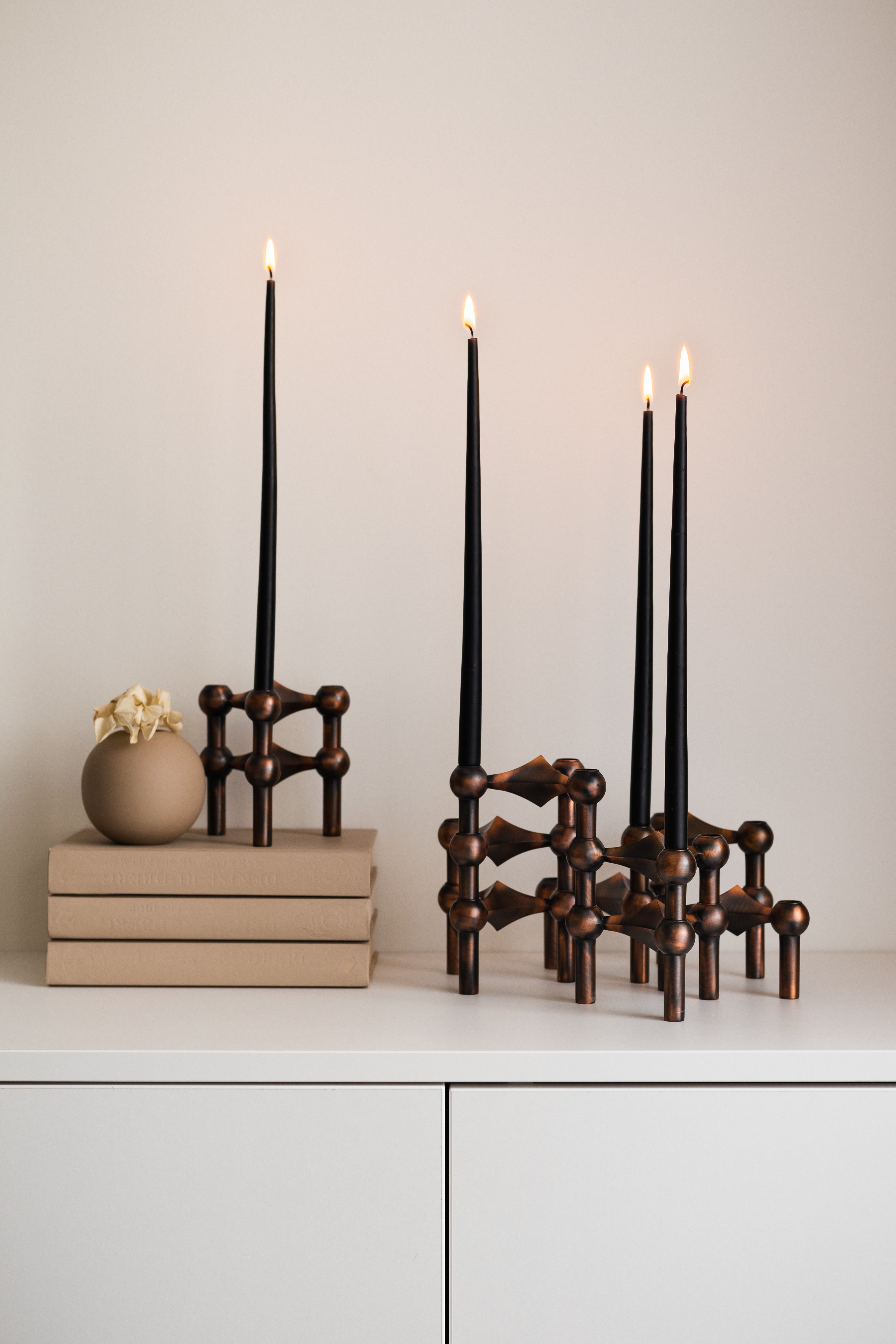 Stoff Nagel Kerzenhalter 3er Set