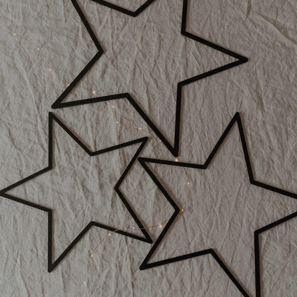 Holzkranz Stern 3er Set schwarz